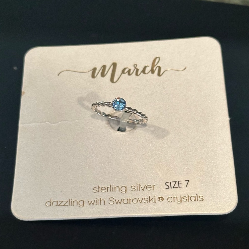 NWT Sterling Silver March Birthstone Ring